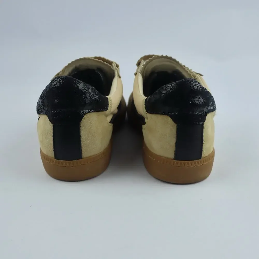 Dolce Vita Dolen Sneaker Sand Black Suede Leather Hook & Loop Straps Size 7.5